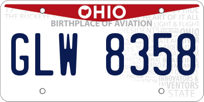 OH license plate GLW8358