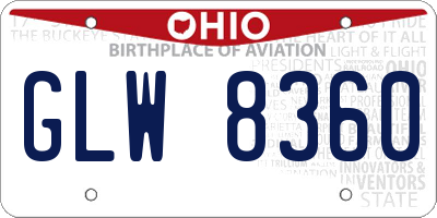 OH license plate GLW8360