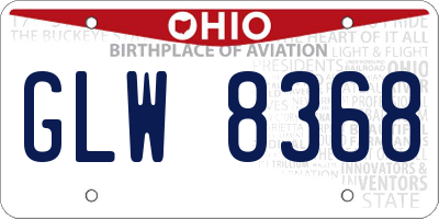 OH license plate GLW8368