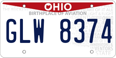 OH license plate GLW8374