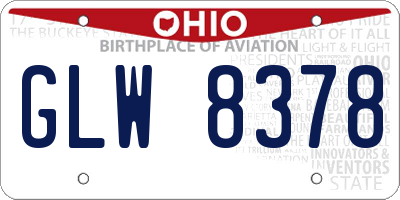 OH license plate GLW8378