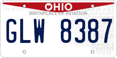 OH license plate GLW8387