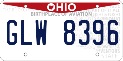 OH license plate GLW8396