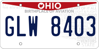 OH license plate GLW8403