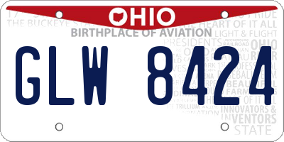 OH license plate GLW8424