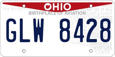 OH license plate GLW8428