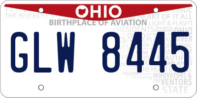 OH license plate GLW8445
