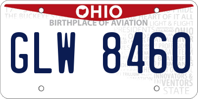 OH license plate GLW8460