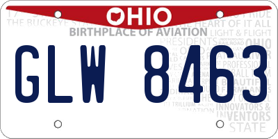 OH license plate GLW8463