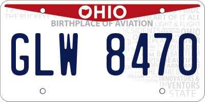 OH license plate GLW8470