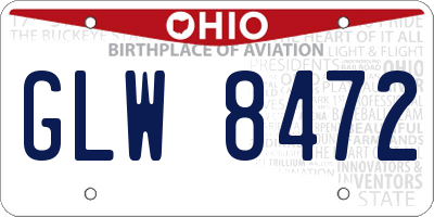 OH license plate GLW8472