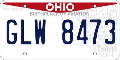 OH license plate GLW8473