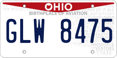 OH license plate GLW8475
