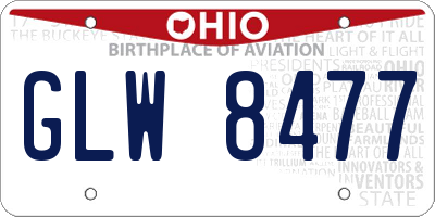 OH license plate GLW8477