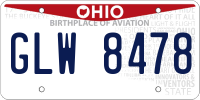 OH license plate GLW8478