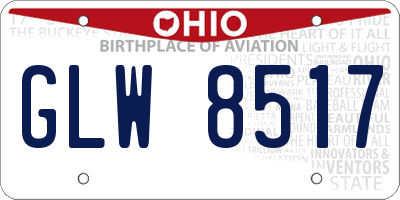 OH license plate GLW8517