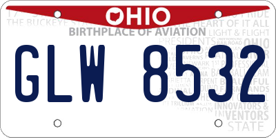 OH license plate GLW8532