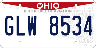 OH license plate GLW8534