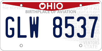 OH license plate GLW8537