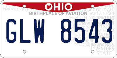 OH license plate GLW8543