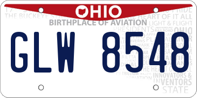 OH license plate GLW8548