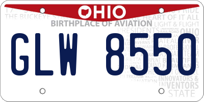 OH license plate GLW8550