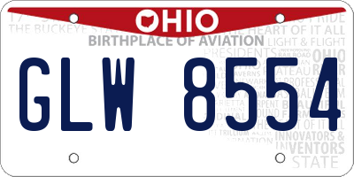 OH license plate GLW8554