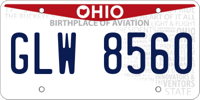 OH license plate GLW8560