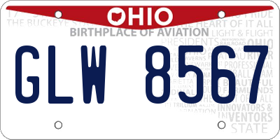OH license plate GLW8567