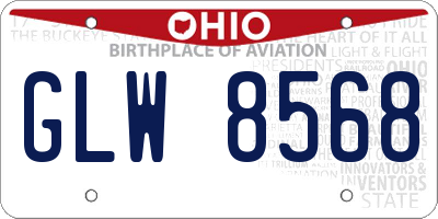 OH license plate GLW8568