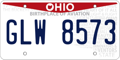 OH license plate GLW8573