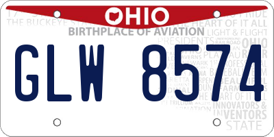 OH license plate GLW8574