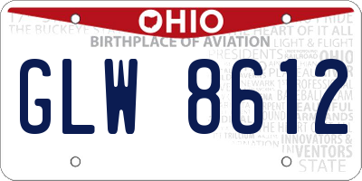 OH license plate GLW8612