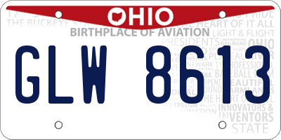 OH license plate GLW8613