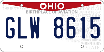 OH license plate GLW8615