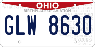OH license plate GLW8630