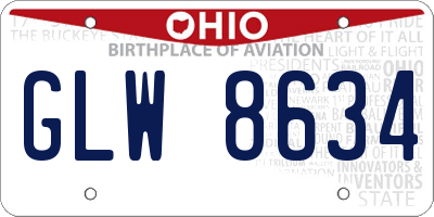 OH license plate GLW8634