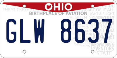 OH license plate GLW8637