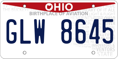 OH license plate GLW8645