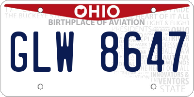 OH license plate GLW8647