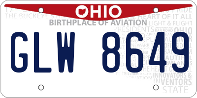 OH license plate GLW8649