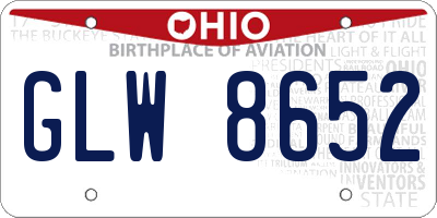 OH license plate GLW8652