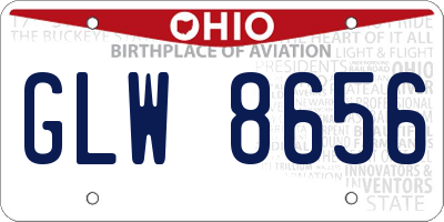 OH license plate GLW8656