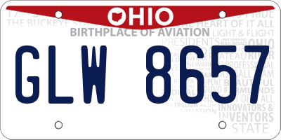 OH license plate GLW8657