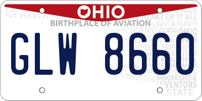 OH license plate GLW8660