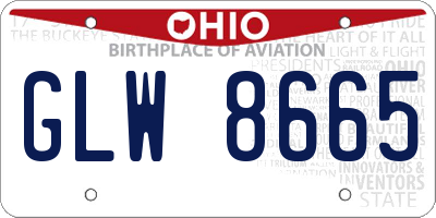OH license plate GLW8665