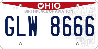 OH license plate GLW8666