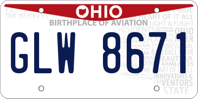 OH license plate GLW8671