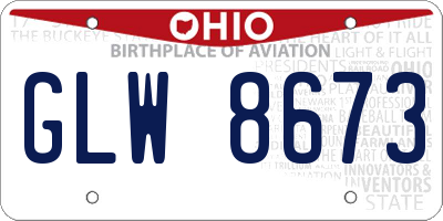 OH license plate GLW8673