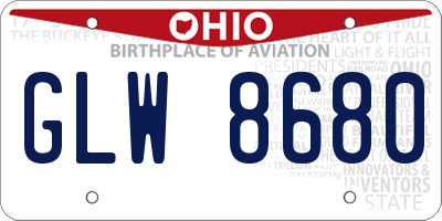 OH license plate GLW8680